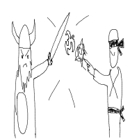 ninja vs viking drawing by kroket in Artbitrator