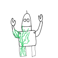 a robot overgrown with plants drawing by kroket in Artbitrator