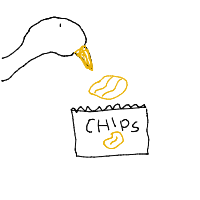 seagull stealing chips drawing by xkingx in Artbitrator