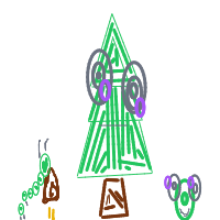 a tree with a face, animals, and glowing mushrooms drawing by player-klr9okpsg in Artbitrator