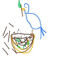 bird building nest drawing by menna in Artbitrator