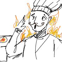 chef on fire drawing by myself436 in Artbitrator