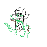a robot overgrown with plants drawing by Diego in Artbitrator