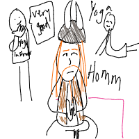 viking at yoga class drawing by lilyjunebuggy in Artbitrator