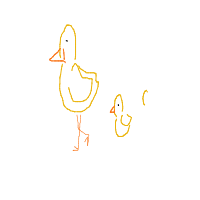 duck leading ducklings drawing by orangble in Artbitrator