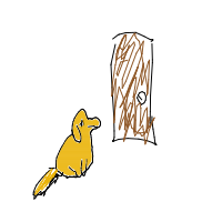 dog waiting at door drawing by mint_milkshake in Artbitrator