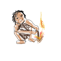 caveman discovering fire drawing by lulita in Artbitrator
