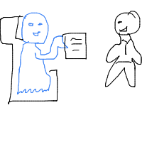 ghost at job interview drawing by cristian in Artbitrator