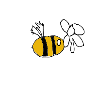 bee carrying flower drawing by mrv108 in Artbitrator