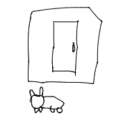 dog waiting at door drawing by mrv108 in Artbitrator