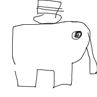 elephant with a hat drawing by hotdog in Artbitrator