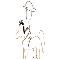 cowboy on tiny horse drawing by riyawitha in Artbitrator