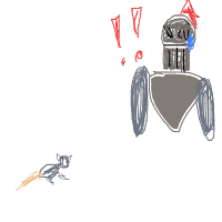 knight afraid of mouse drawing by someonewillingtodraw in Artbitrator