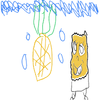 spongebob and patrick next to a pineapple house drawing by player-czwpmqzu5 in Artbitrator