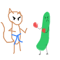 cat vs cucumber drawing by divvyy in Artbitrator