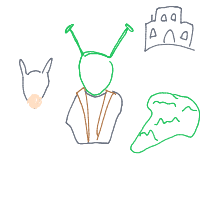 an ogre, a donkey, and a castle drawing by player-awcw51er6 in Artbitrator
