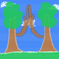tree giving high five drawing by yourdad6942026 in Artbitrator