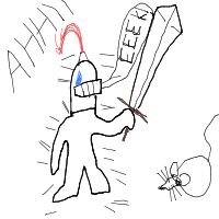 knight afraid of mouse drawing by yourdad6942026 in Artbitrator