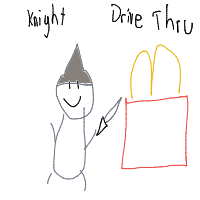 medieval knight at drive-thru drawing by newotnew in Artbitrator