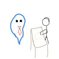 ghost at job interview drawing by gabbyaabby in Artbitrator