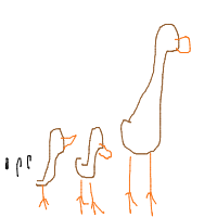 duck leading ducklings drawing by sdacaca in Artbitrator