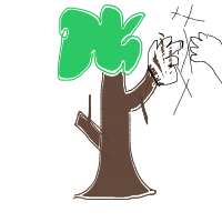 tree giving high five drawing by jess in Artbitrator