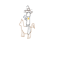 cowboy on tiny horse drawing by guest-txjwxbj8h in Artbitrator