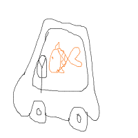 goldfish driving car drawing by guest-0pz6d264k in Artbitrator
