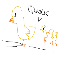 duck leading ducklings drawing by neffy in Artbitrator