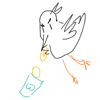 seagull stealing chips drawing by neffy in Artbitrator