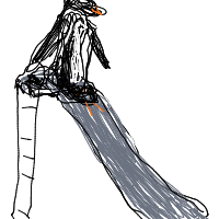 penguin sliding drawing by aerialshere in Artbitrator