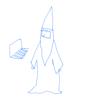 wizard at tech startup drawing by shrub in Artbitrator