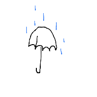 umbrella in rain drawing by londeehee in Artbitrator