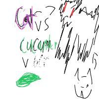 cat vs cucumber drawing by leafyirl in Artbitrator