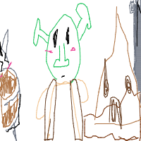 an ogre, a donkey, and a castle drawing by player-ara1e6oxe in Artbitrator