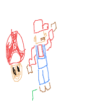 mario jumping over a green pipe drawing by player-uejpp7t4n in Artbitrator