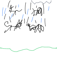 raining cats and dogs drawing by pinglgringleman in Artbitrator