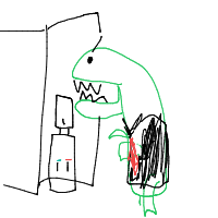 dinosaur in modern office drawing by subson_ic in Artbitrator