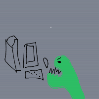 dinosaur in modern office drawing by subson_ic in Artbitrator