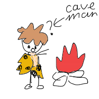 caveman discovering fire drawing by tuan in Artbitrator