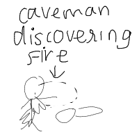 caveman discovering fire drawing by tuan in Artbitrator