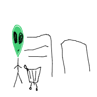 alien at grocery store drawing by unclebullly in Artbitrator