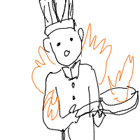 chef on fire drawing by testtestetst in Artbitrator