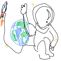 astronaut floating away drawing by testtestetst in Artbitrator
