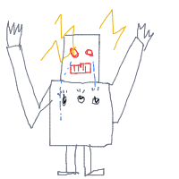 robot having existential crisis drawing by barbusse in Artbitrator