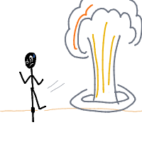 walking away from explosion drawing by maniuuu in Artbitrator