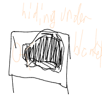 hiding under blanket drawing by yegzosa in Artbitrator