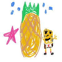 spongebob and patrick next to a pineapple house drawing by player-t4c6gmtf4 in Artbitrator