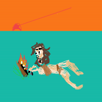 caveman discovering fire drawing by viceroy in Artbitrator
