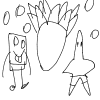spongebob and patrick next to a pineapple house drawing by player-88zfp7cvn in Artbitrator